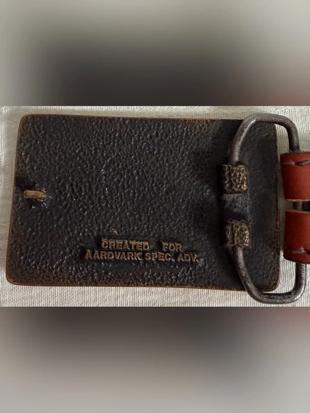 Vintage Flatiron Saddle Leather Belt Brown USA Made Brass Buckle Size 34